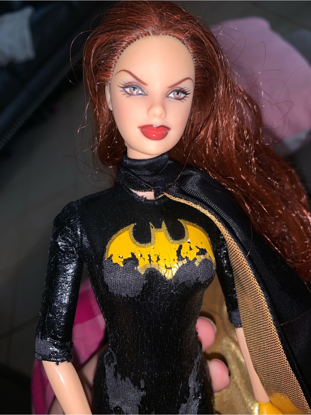 Barbie Black & Yellow Batgirl Doll with Red Hair